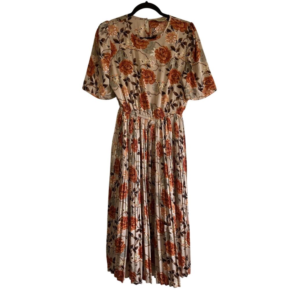 HANAE MORI Japan Vintage Pleated Midi Dress Size M